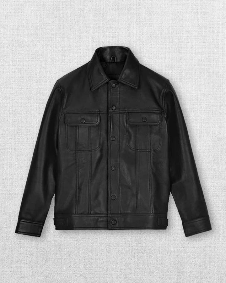 Justin Timberlake leather jacket men’s fashion in American style