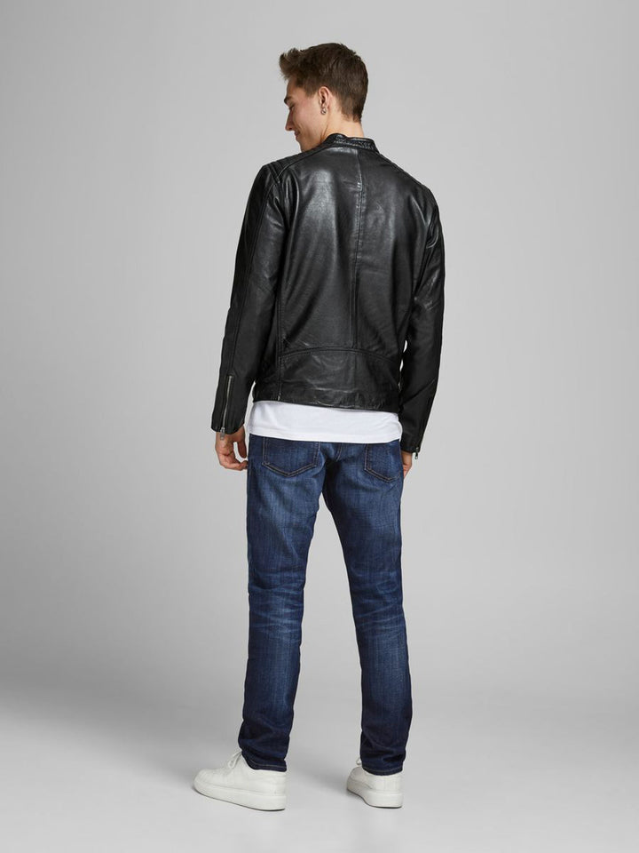 Men's black bomber style