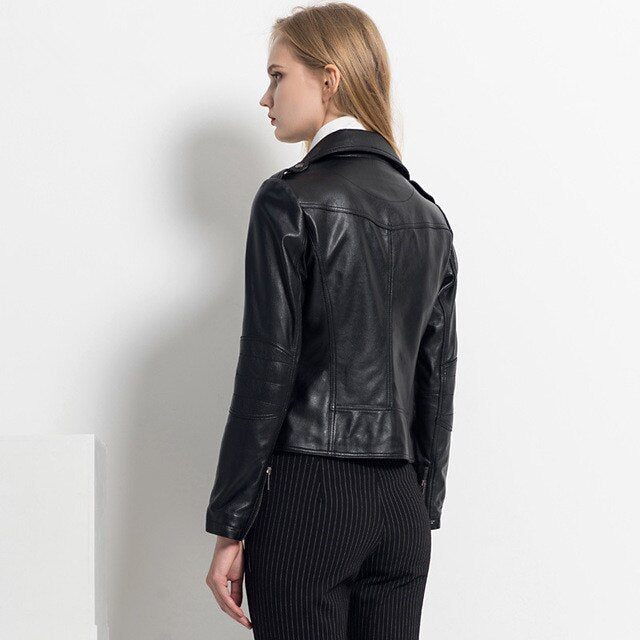 Real sheepskin black leather jacket in USA