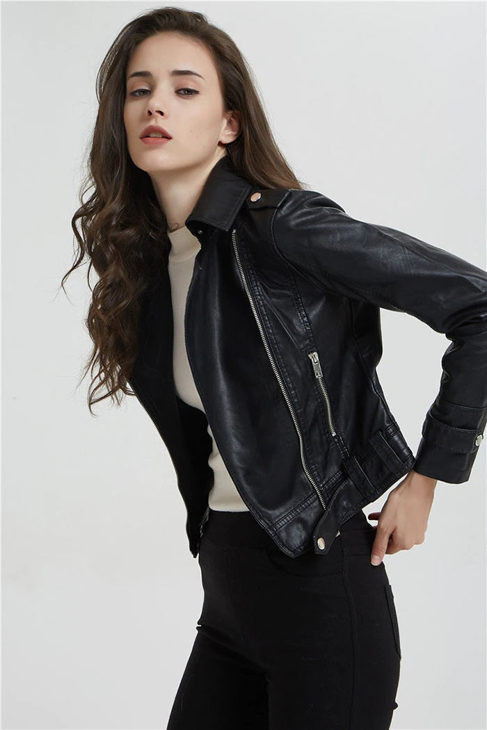 TJS Women's Fashionable Biker Jacket
