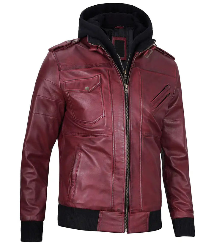 Stylish maroon leather jacket for men