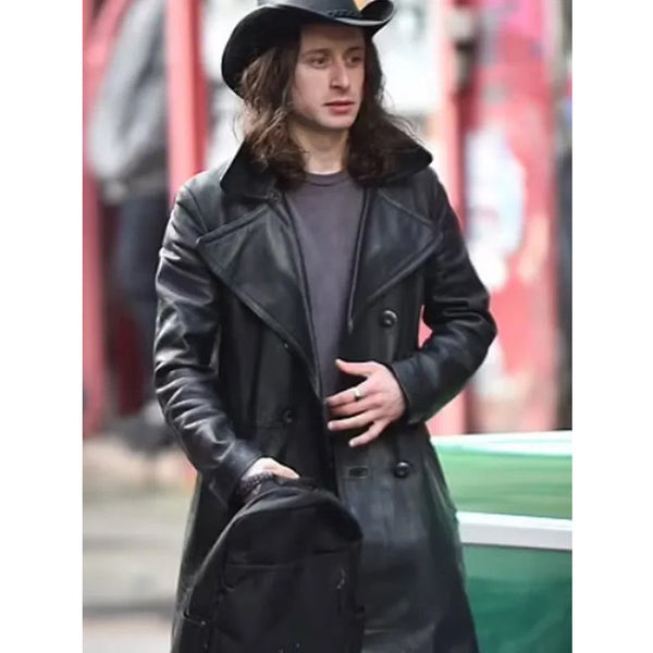5lbs of Pressure 2024 Rory Culkin Black Leather Coat