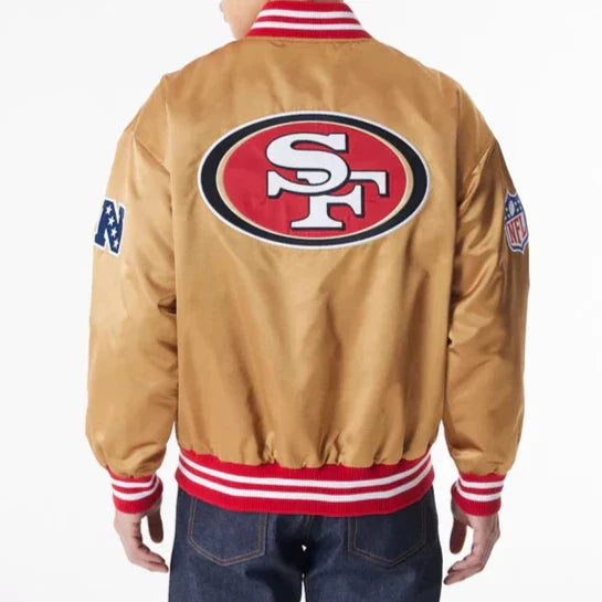 Fashionable beige bomber jacket for NFL enthusiasts in American style