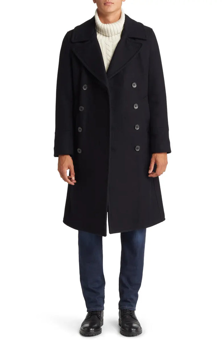 Men's navy trench wool coat in USA