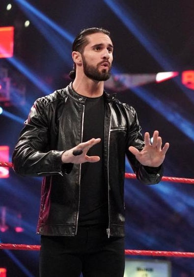 Iconic Black Leather Jacket Worn by WWE Superstar Seth Rollins in American Market