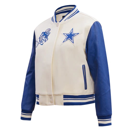 Dallas Cowboys retro classic women's rib wool varsity jacket
