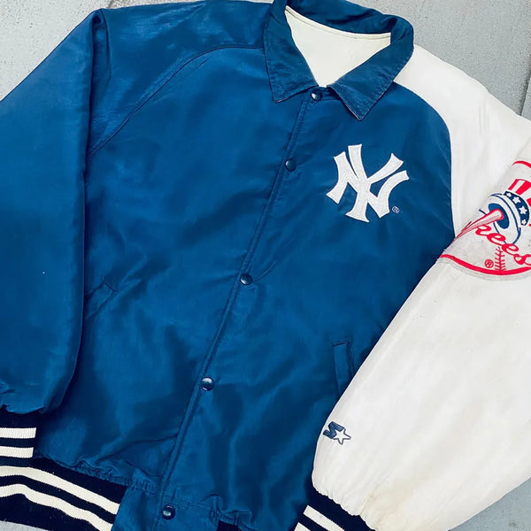 NY Yankees 1990’s Coach’s Dugout Jacket Front View in USA