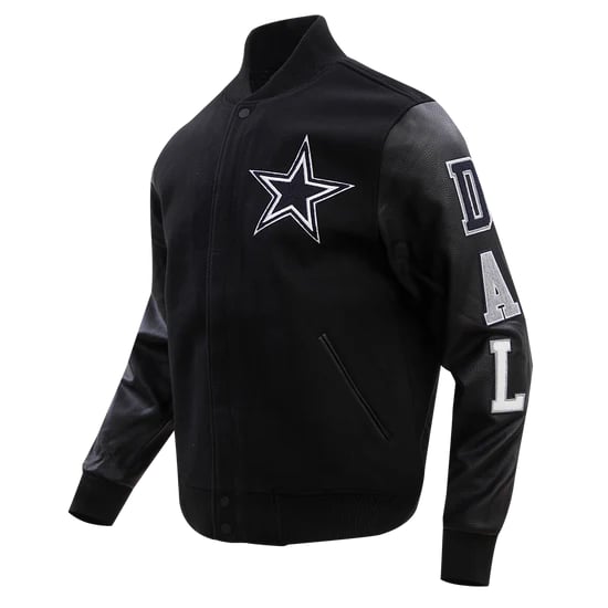 Stylish men's varsity jacket featuring Dallas Cowboys logo
