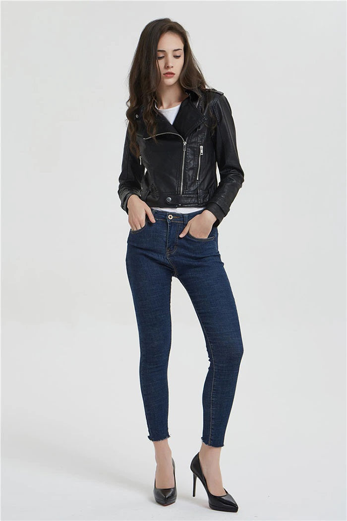 TJS Short Biker Jacket with Zipper
