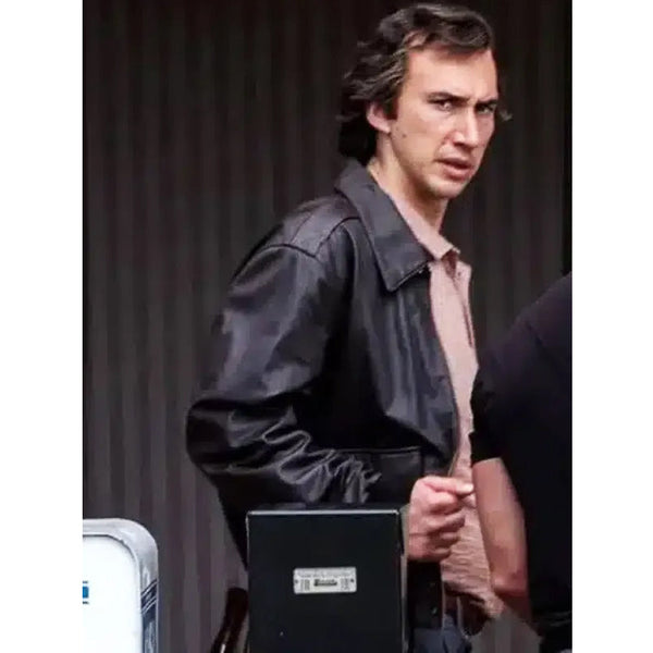 Adam Driver White Noise Black Leather Jacket