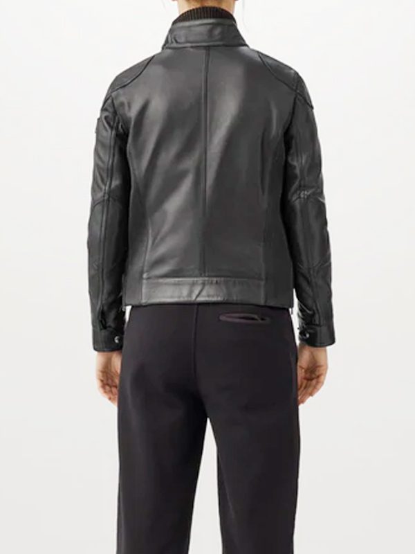 Fashion-forward men's black leather jacket