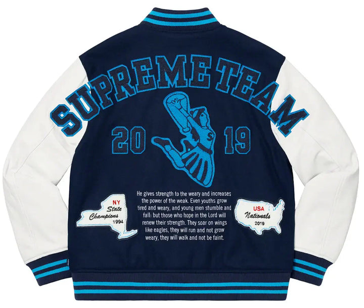 Supreme Team 2019 Varsity Jacket Black with zipper in US style