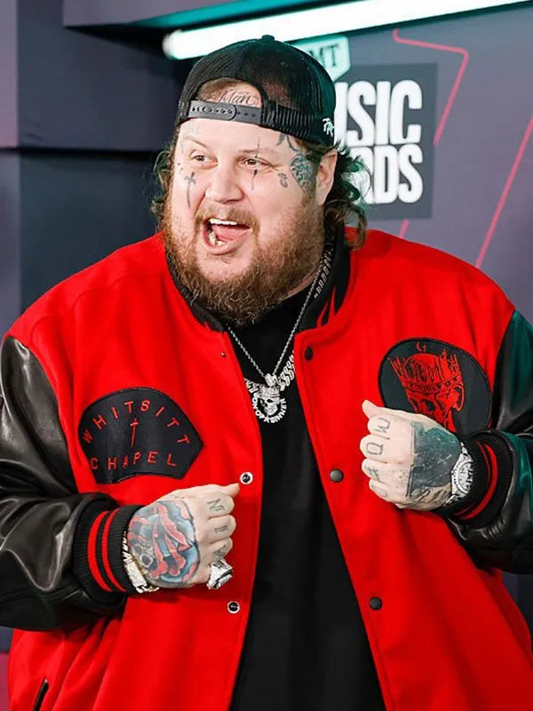 Stylish varsity jacket worn by Jelly Roll at CMT Music Awards in USA