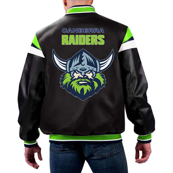 NRL Canberra Leather Jacket by TJS in USA