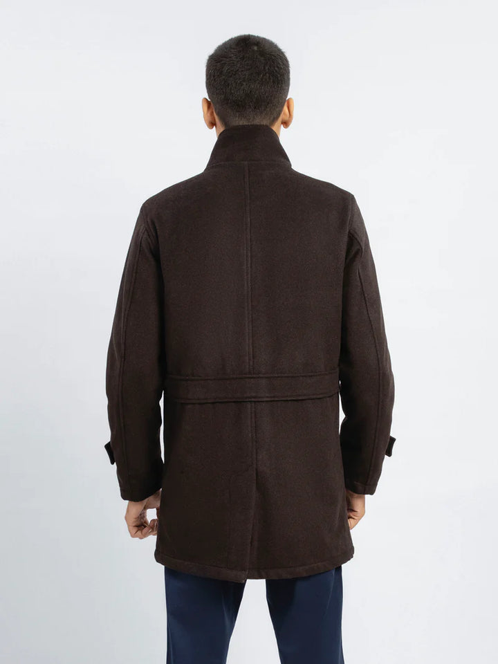 Fashionable dark brown wool coat for men in frnce style