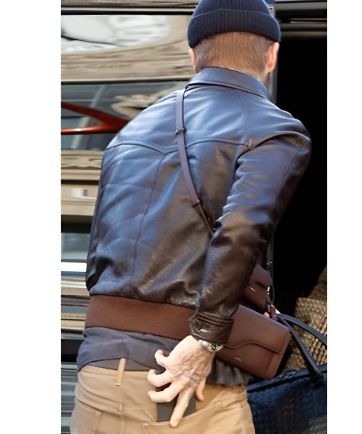 Brown leather jacket in David Beckham style in France market