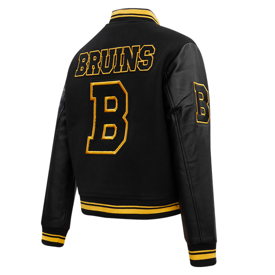 Classic Boston Bruins Ribbed Wool Varsity Jacket for Women