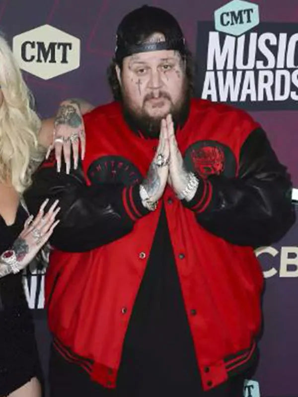 CMT Music Awards Jelly Roll's iconic varsity jacket in American style