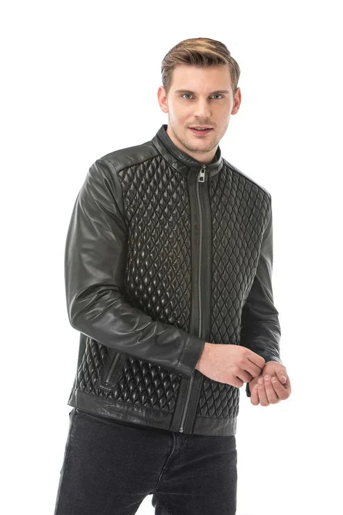 Men's authentic lambskin leather jacket with tailored design