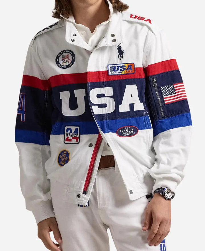 Lady Gaga 2024 Olympics Team Leather Jacket

