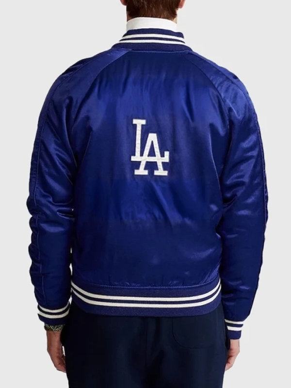 Back View MLB Los Angeles Dodgers Satin Jacket Men and Women