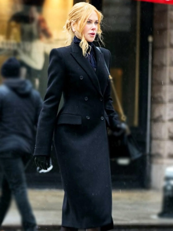 Nicole Kidman fashion in black coat from "Babygirl" in USA