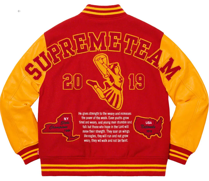 Stylish Supreme Team 2019 Varsity Jacket Black in American style