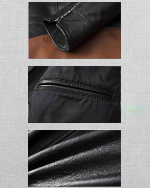 Zipped cuff leather jacket for men

