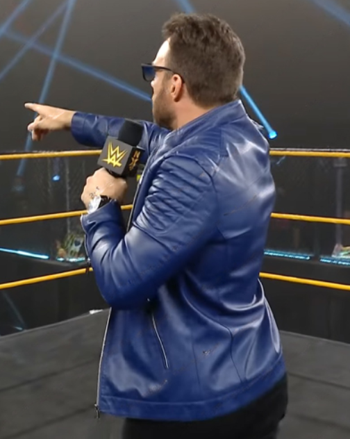 NXT LA Knight blue leather jacket for men in United state market