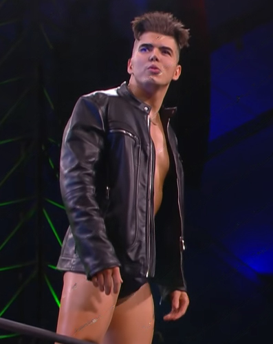 Black leather wrestling jacket

