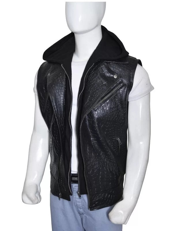 Stylish AJ Styles Hooded Leather Vest for Wrestling Fans in American Market