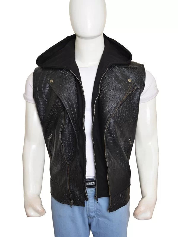 Authentic AJ Styles Hooded Leather Vest Inspired by WWE in USA