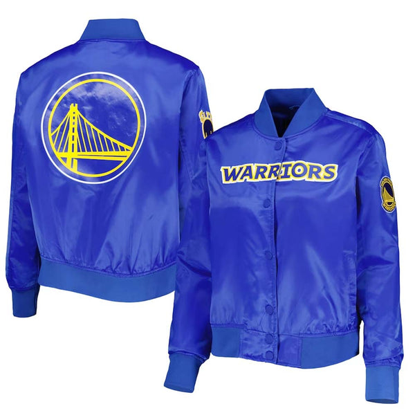 NBA Women's Golden State Warriors Royal Classics Satin Full-Snap Jacket