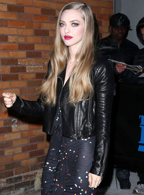 Amanda Seyfried Rocks Edgy Leather Jacket with Style in USA market