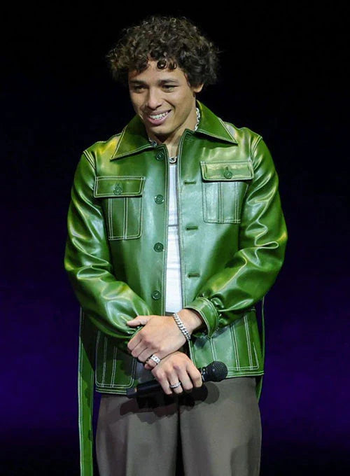 Anthony Ramos's stylish green leather jacket look in United state market