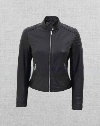 Women's Cafe Racer Fitted Leather Jacket