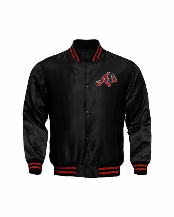 Black MLB Atlanta Braves Locker Room Satin Jackets