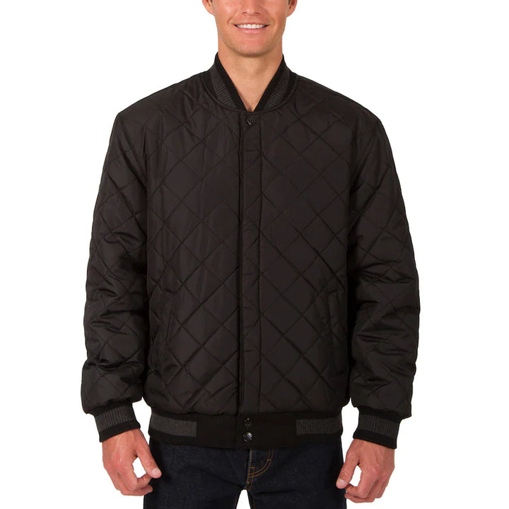 mens rangers jacket with wool body and leather sleeves in USA