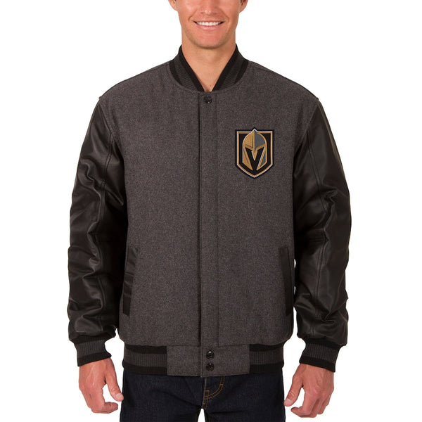 vegas golden knights reversible wool and leather two hit jacket in USA