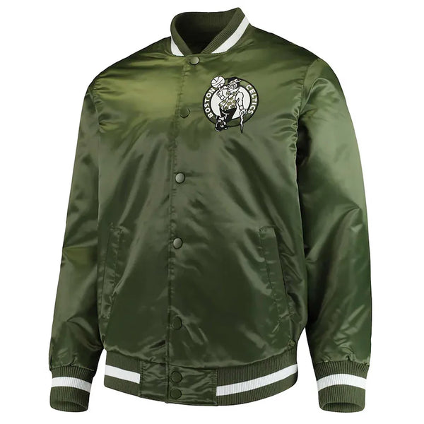 Shop NBA Boston Celtics Green Full-Snap Satin Jacket