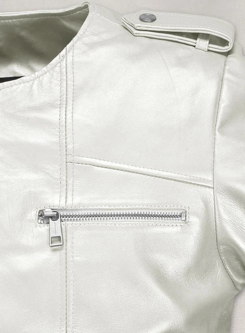 Bresha Webb fashionable leather jacket in UK style