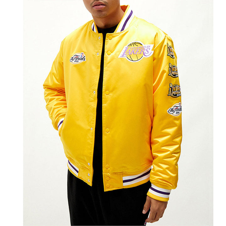 champ-city-la-lakers-yellow-satin-jacket front view