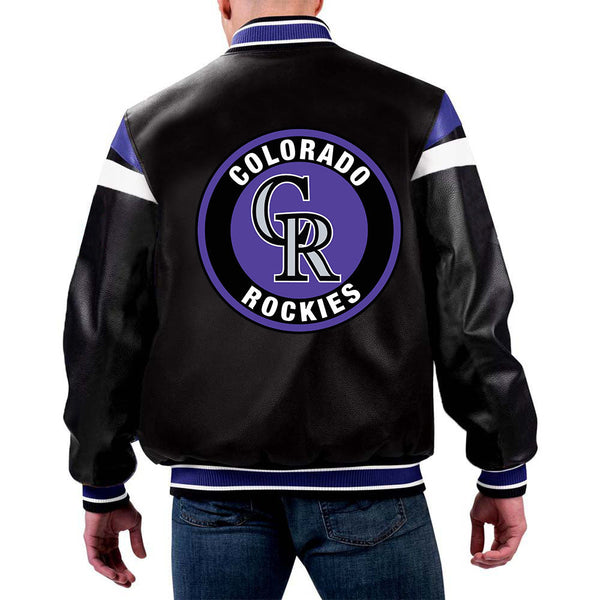 Warm Colorado Rockies baseball leather jacket, perfect for chilly Denver evenings. in USA