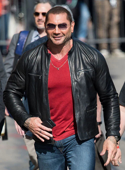 DAVE BAUTISTA BLACK LEATHER JACKET