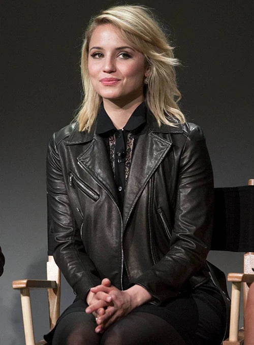 Dianna Agron fashionable leather jacket in United state market