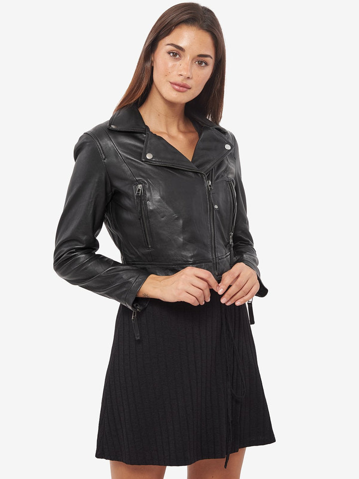 Chic Short Body Leather Jacket for Women by TJS
