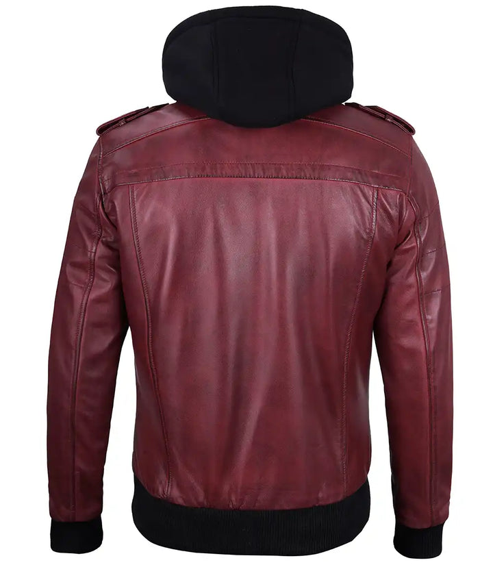 Comfortable men's maroon leather jacket for all seasons