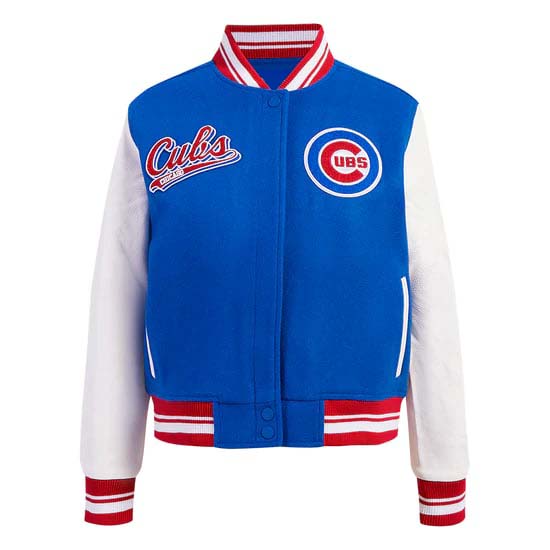 Chicago Cubs script tail women’s varsity jacket in wool in USA