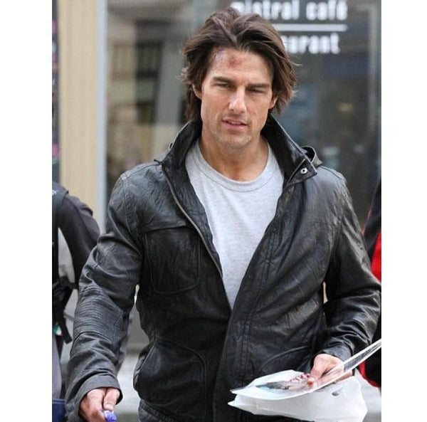 Tom Cruise  M.I 4 Ghost Protocol Black Hoddie Stylish Leahter Jacket