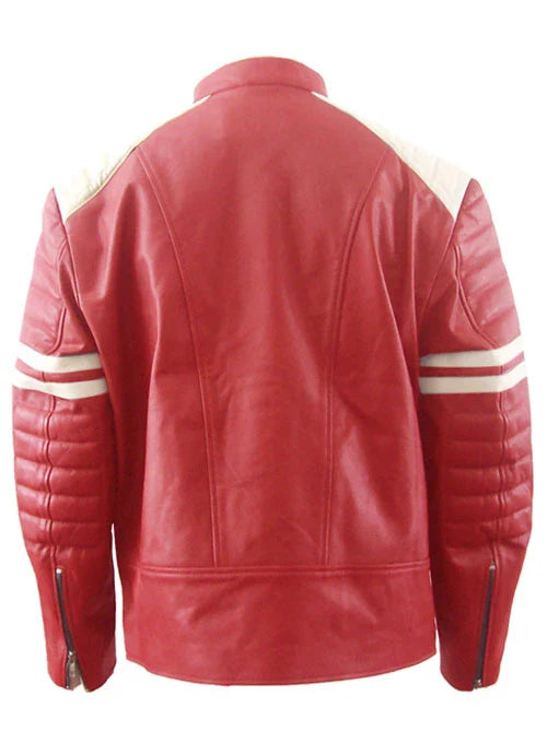 Red and white leather jacket